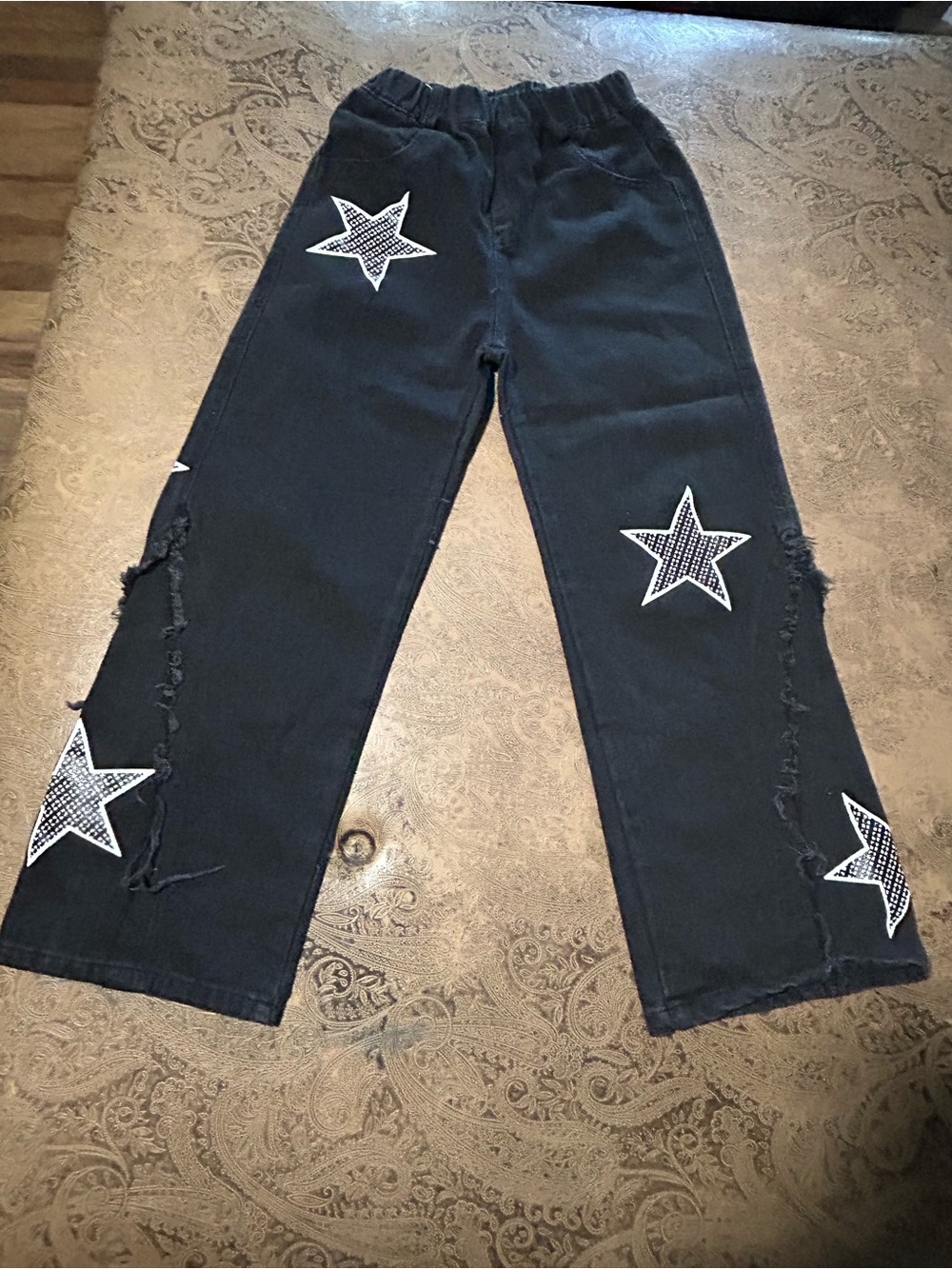 Source Unknown Black Jeans with White Star Patches